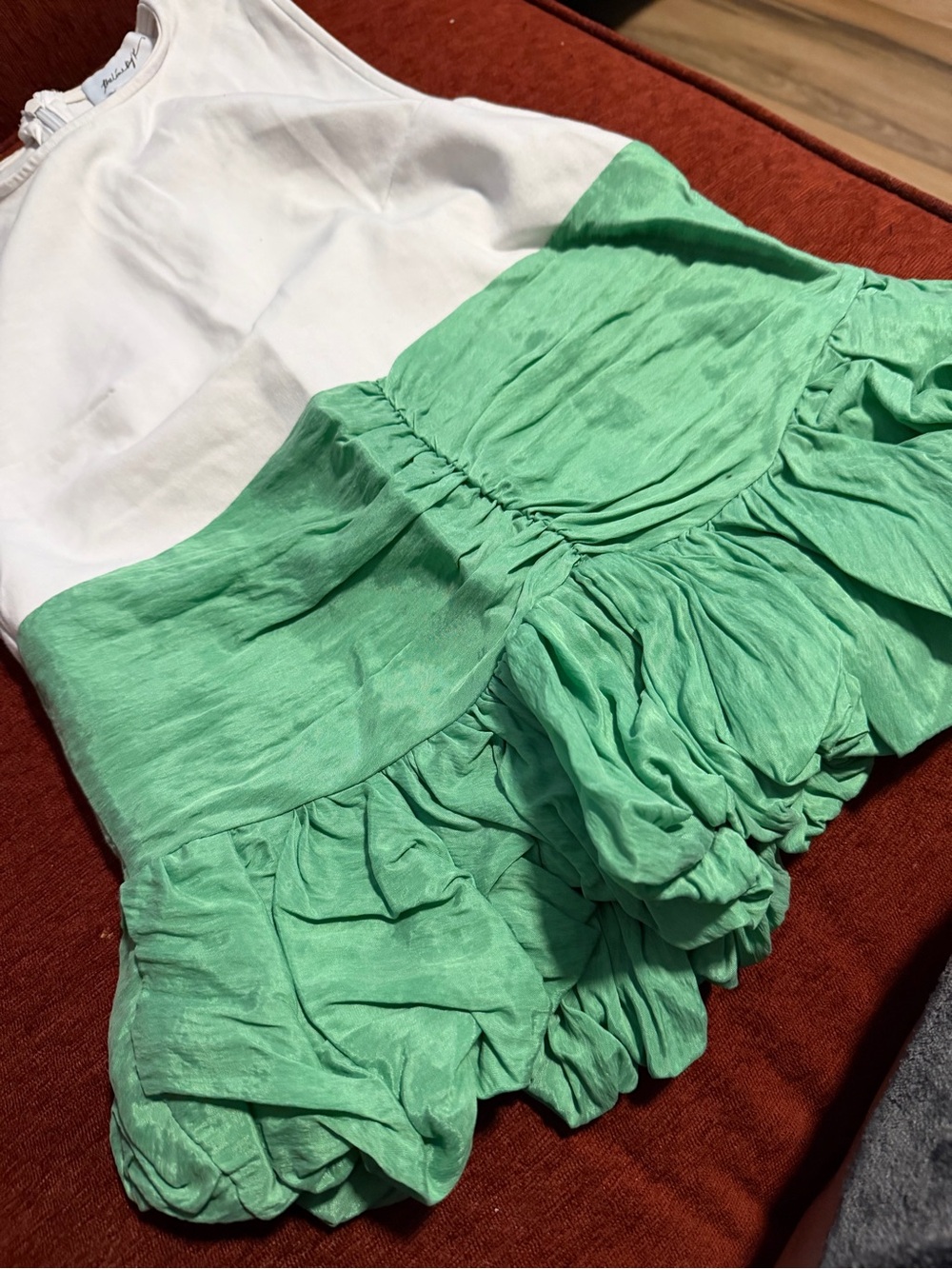 The Line by K ARDEN
White Green Two Tone Peplum Top - Picture 6 of 7